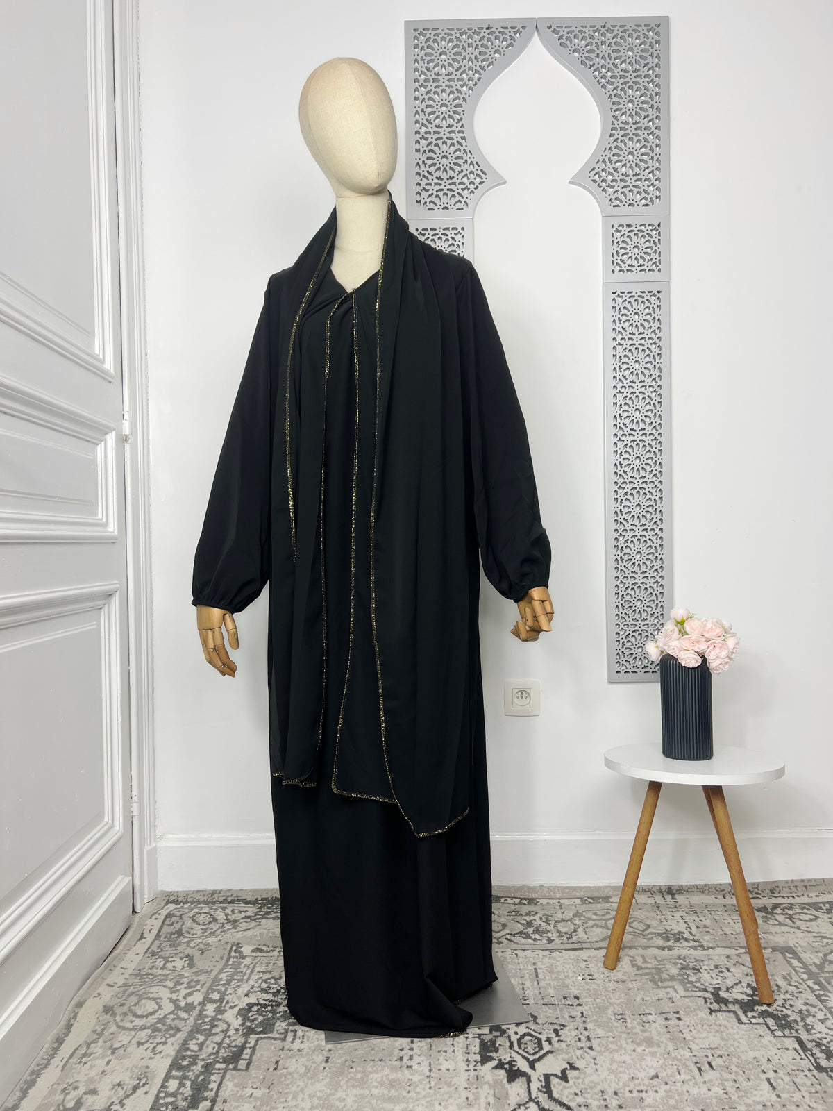 Abaya Soumia voile intégré doré