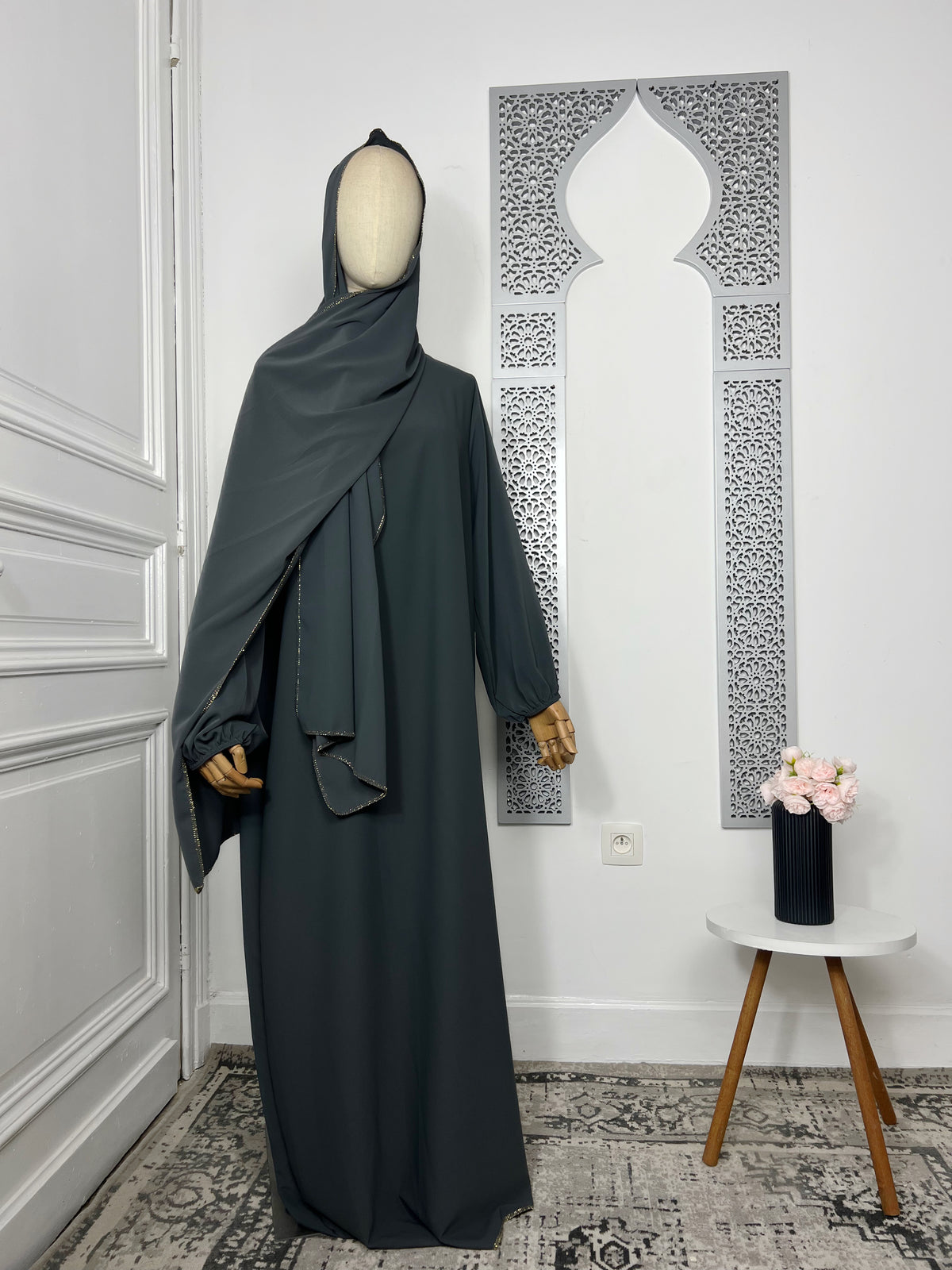 Abaya Soumia voile intégré doré