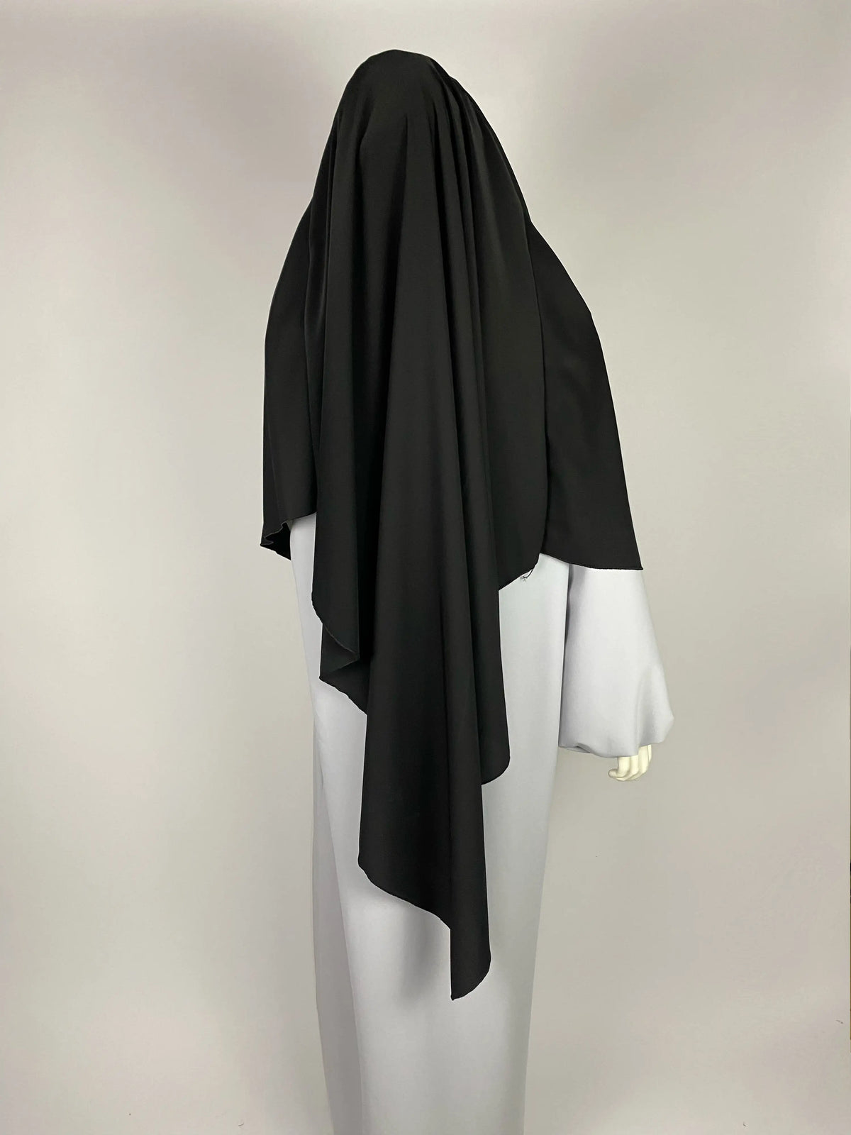 khimar noir en soie de medine, khimar long en soie de medine noir