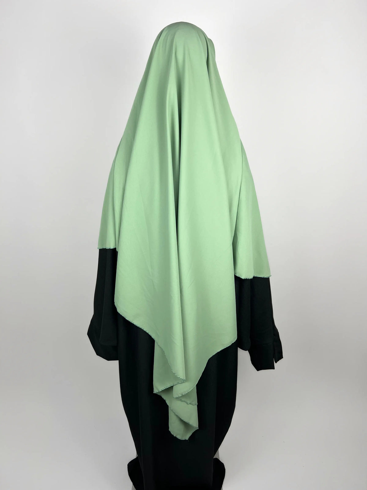 khimar en soie de medine vert clair, khimar long en soie de medine vert 