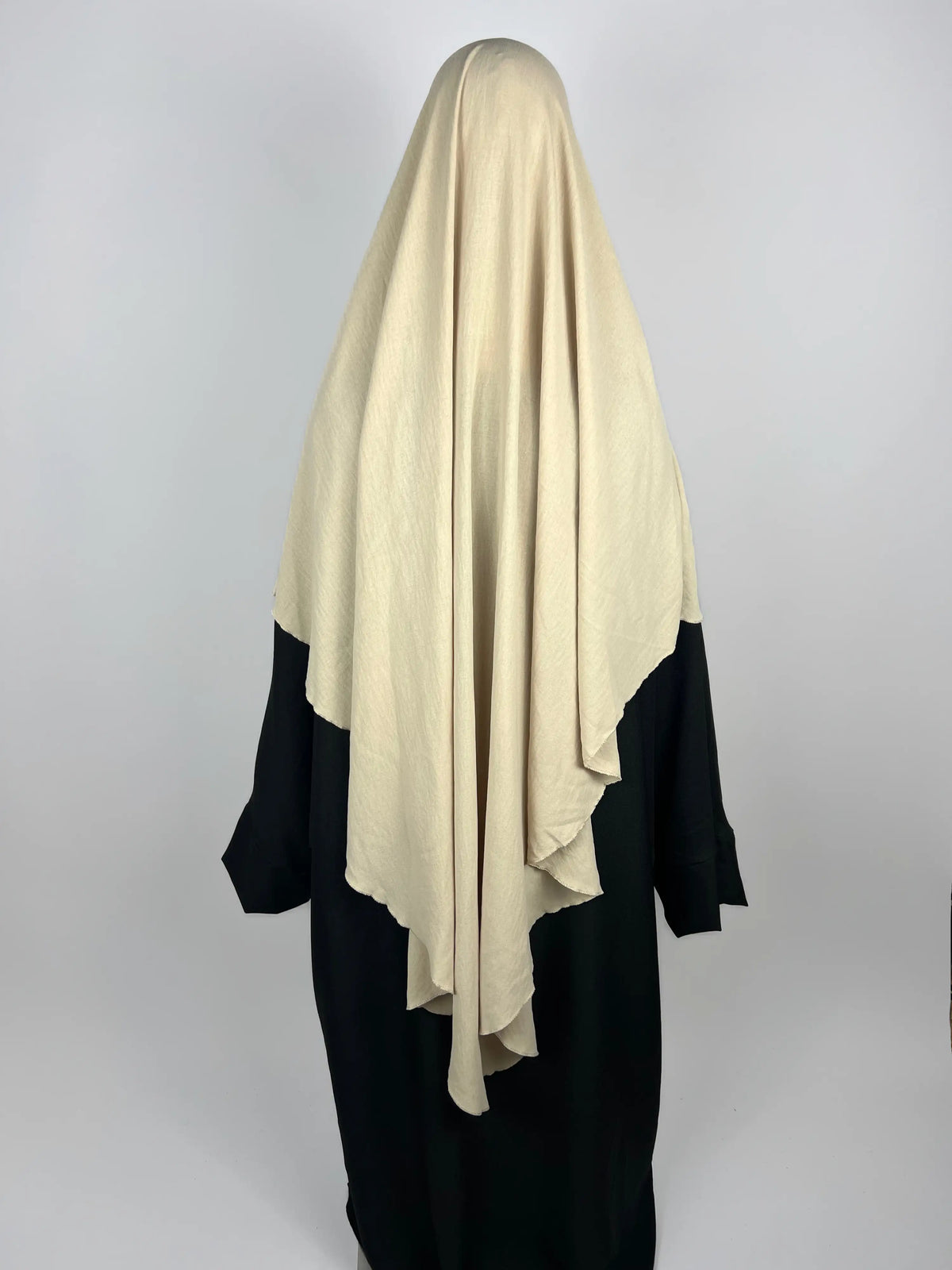 khimar long beige, khimar beige, khimar long en jazz beige