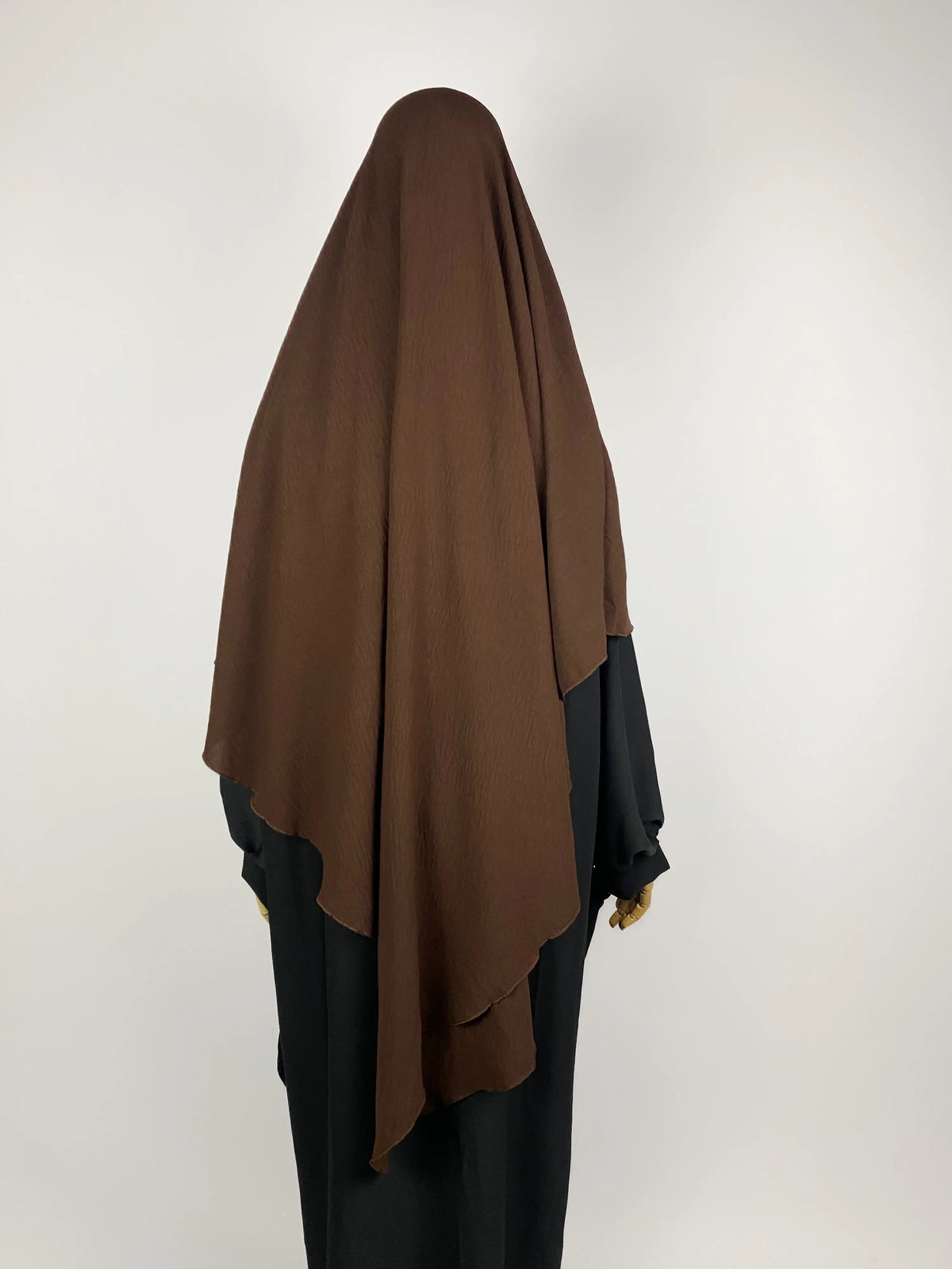 khimar marron, khimar en jazz long marron