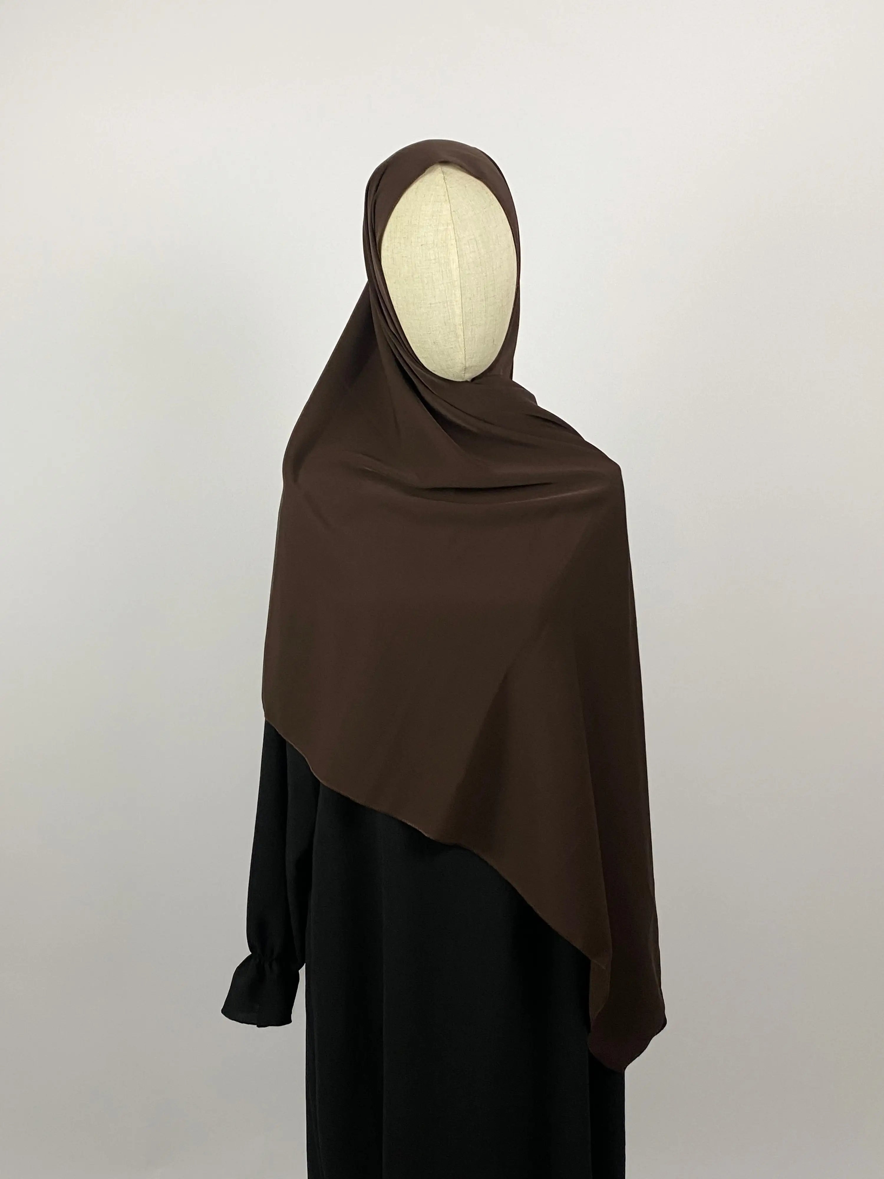 Maxi Hijab en soie de medine marron - Sabr Mastour
